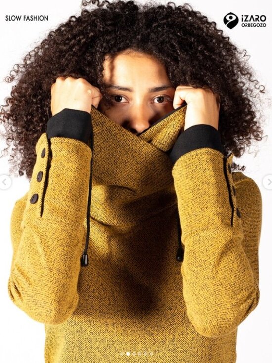 Unique sweatshirt with crossover hood - Picture 2 of 16